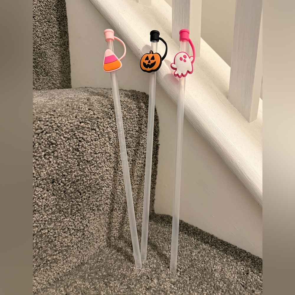Halloween Set of 3 Swig Straws with Toppers